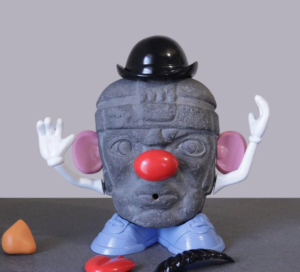 Chavis Mármol "Mr. Olmeca Head" (2021), volcanic stone and resin