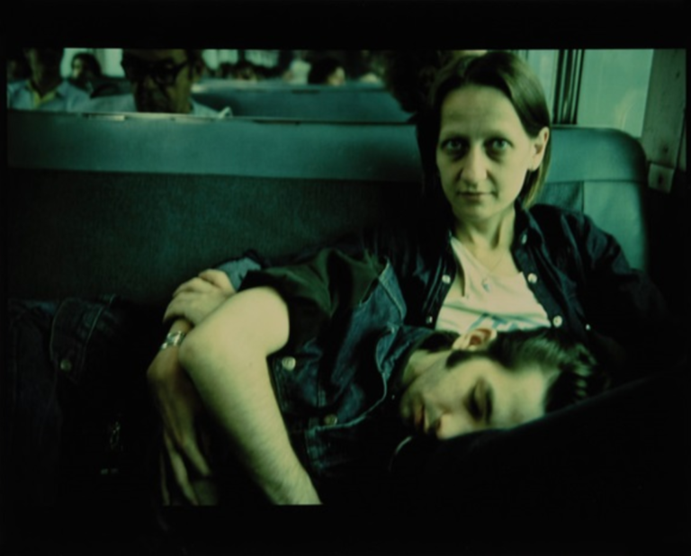 Suzanne and Philippe on the train. Long Island, 1985