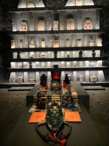 Installation "Maqueta", 2025 by Paloma Contreras Lomas in front of the Anahuacalli Museum's permanent collection