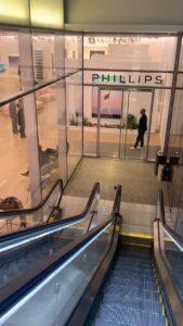 Going down the stairs to the Phillips Contemporary and Modern Art sale preview.