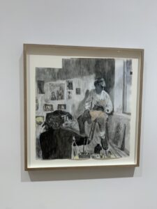 Paper work by Salman Toor as part of his exhibition at Luhring Augustine gallery.