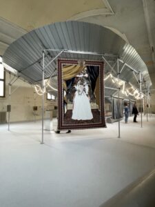 Sammy Baloji's work hanging in the national pavilion of the Democratic Republic of the Congo.